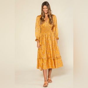 Outerknown Oceana Marigold Moonflower Dress, EUC